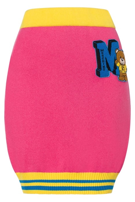 VARSITY TEDDY BEAR KNITTED MINI SKIRT PINK 3