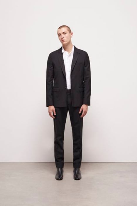 SATIN LAPEL CROSSED JACKET BLACK 2