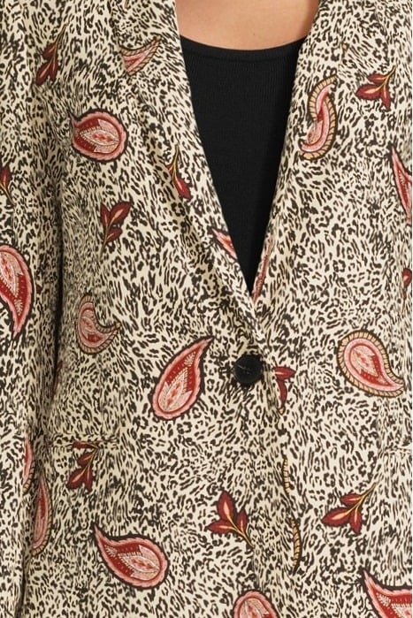 ECRU RECYCLED PAISLEY LEOPARD SUIT JACKET 4