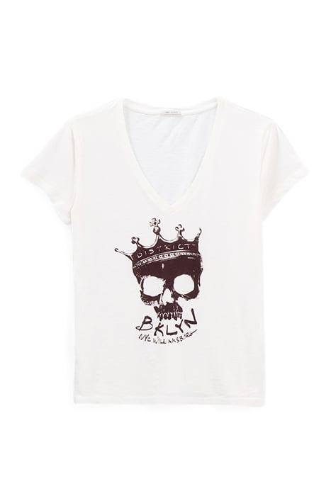 WHITE CROWNED SKULL IMAGE T-SHIRT 3