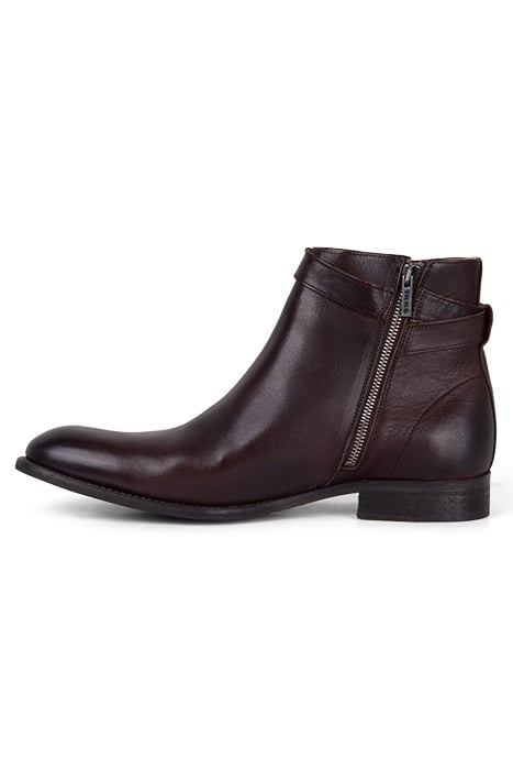 BROWN LEATHER BOOTS WITH BUCKLED STRAP CAPPUCINO 2