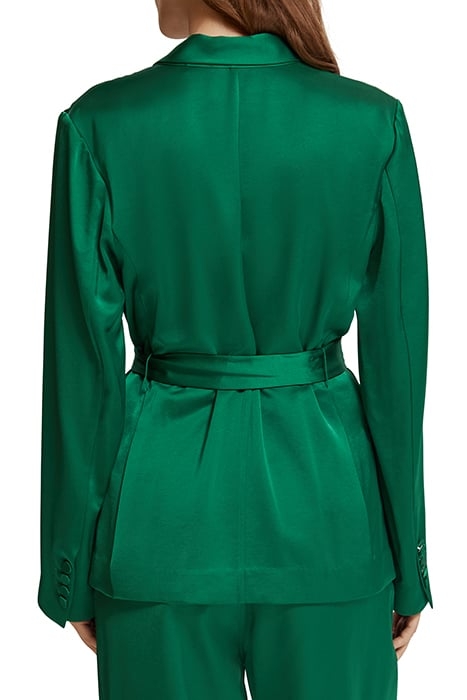 BELTED SATIN SINGLE BREASTED BLAZER PINE TREE 2