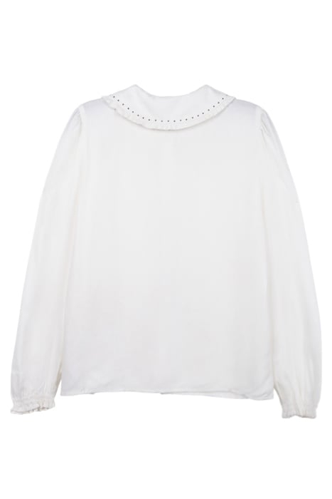GIRLS’ WHITE LENZING™ ECOVERO™ SHIRT WITH STUDDED COLLAR 2