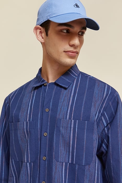 SPACE DYE STRIPE SHIRT NAVY BLUE STRIPE 5