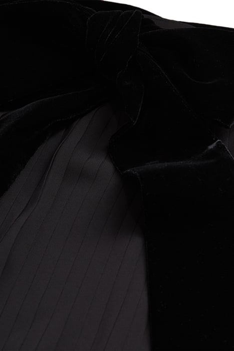 LONG PLEATED VELVET BELT SKIRT BLACK 4