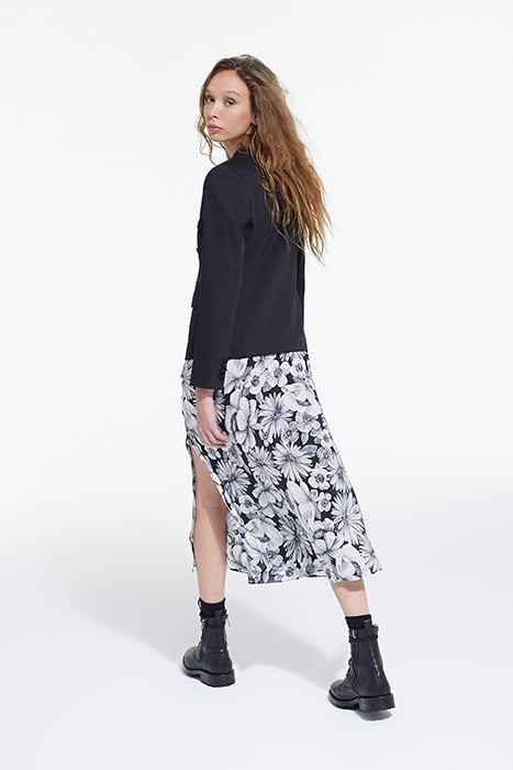 ROMANTIC GARDEN LONG SKIRT BLACK WHITE 2