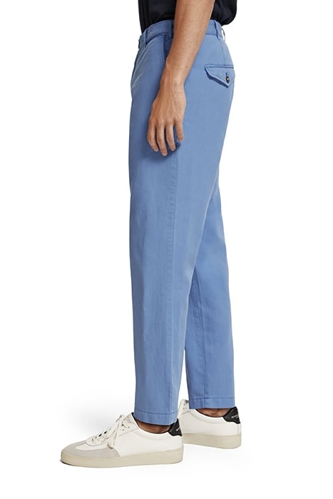 TWILT- GARMENT-DYED PLEATED COTTON/LINEN CHINO TILE BLUE 5