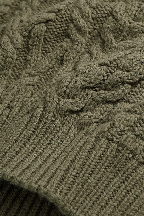 ROUND-NECK CABLE WOOL SWEATER KAKI 7