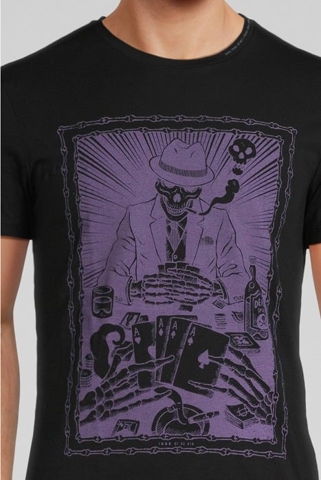 BLACK T-SHIRT WITH CARD GAME BLACK 4