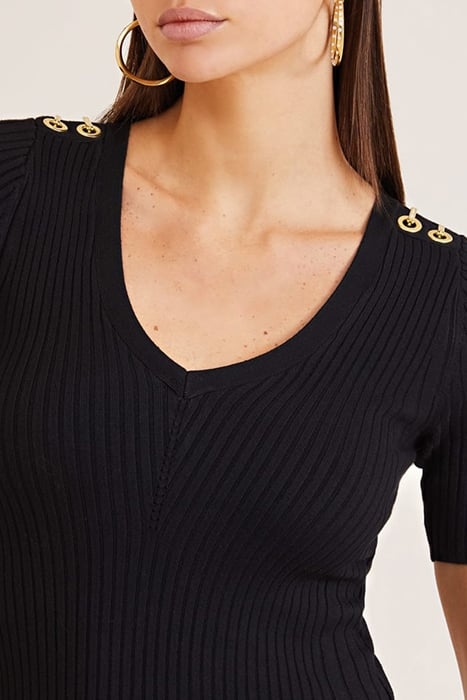 ALICE SS V NECK SWEA JET BLACK A996 5