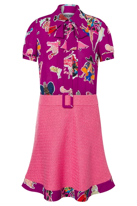 FASHION SKETCHES GEORGETTE AND BOUCLÉ DRESS PINK 3