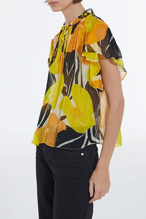 SHORT SLEEVED LACE COLLAR TOP YELLOW 5