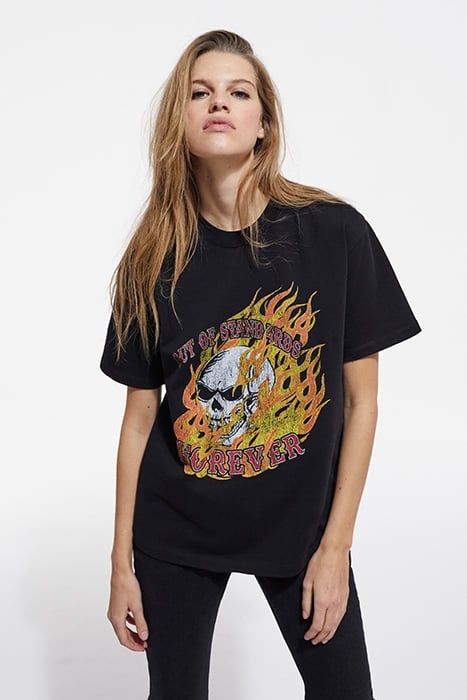 SKULL FLAME T-SHIRT STONE 1