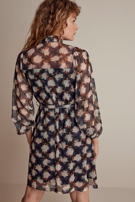 MINI DRESS SMOCK BLURRED STAR PRINT MULTICOLOUR 2