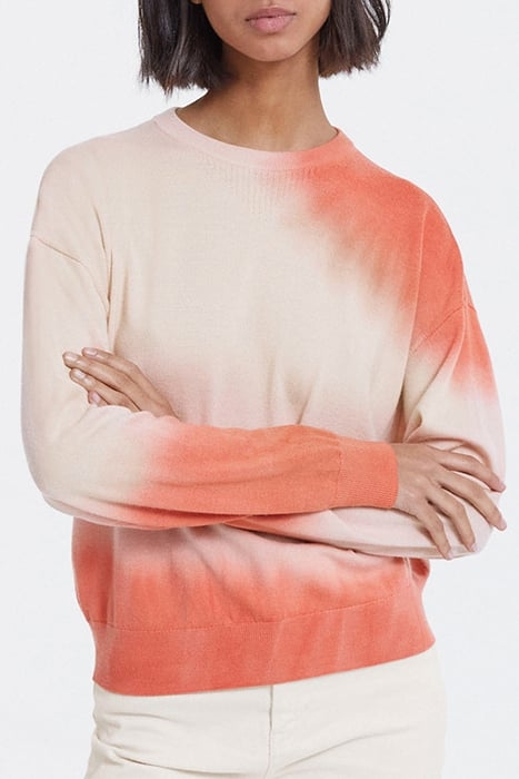 TYE AND DYE ROUND NECK SWEATER PEACH 1
