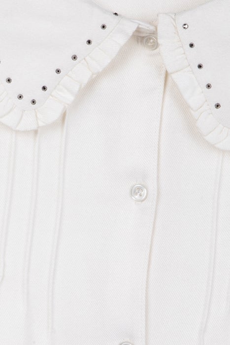 GIRLS’ WHITE LENZING™ ECOVERO™ SHIRT WITH STUDDED COLLAR 3