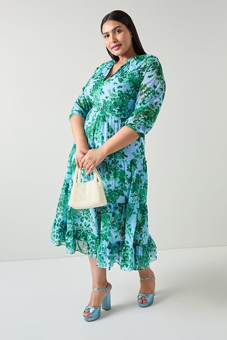 DR ELEANOR FRILL DRESS GREEN/BLUE 1