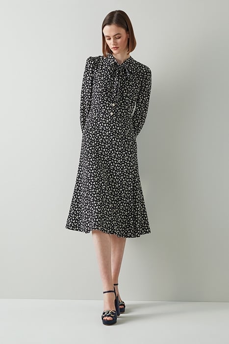 DR MORTIMER TIE NECK BLACK/WHITE 4