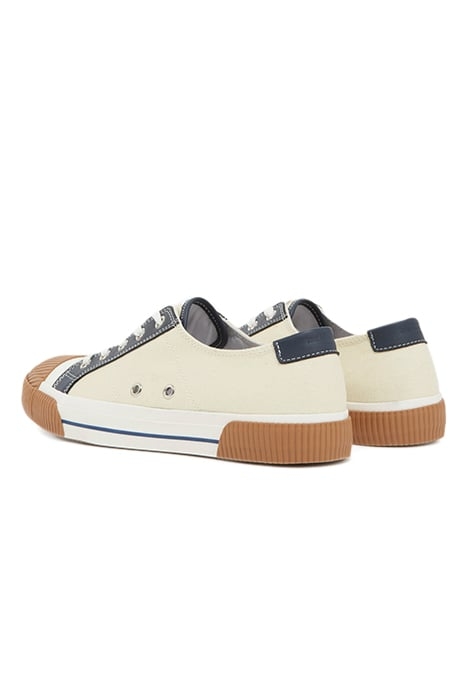 LOW CANVAS SNEAKERS WITH LEATHER INSERTS ECRU 4