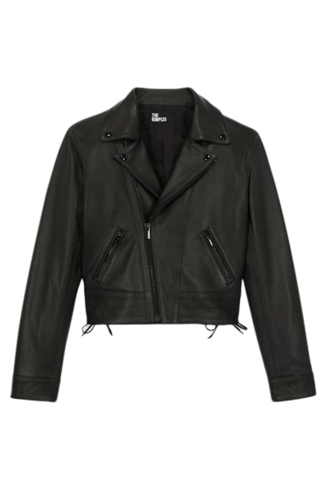 LEATHER BIKER JACKET WITH STUDS BLACK 3