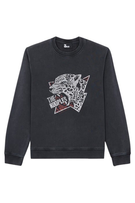 TIGER ROUND NECK SWEATSHIRT BLACK WASHED 1