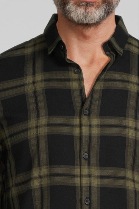 KHAKI CHECKED MOTIF ORGANIC REGULAR SHIRT KHAKI 4