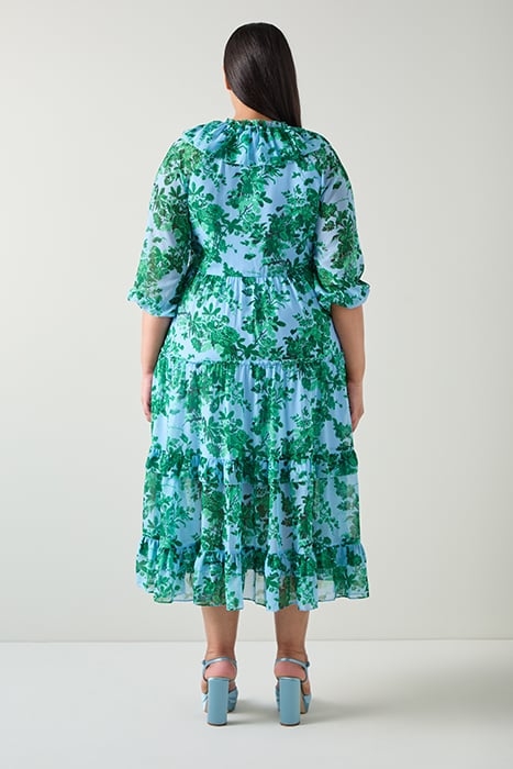 DR ELEANOR FRILL DRESS GREEN/BLUE 2