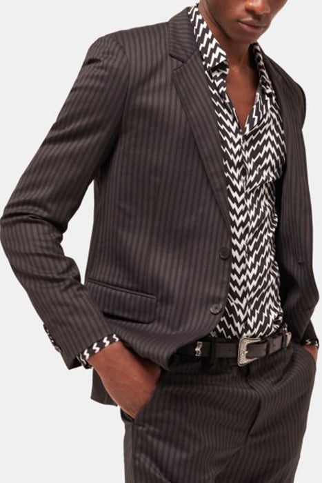 CLASSIC PIPPING COLLAR SUIT JACKET BLACK GREY 4