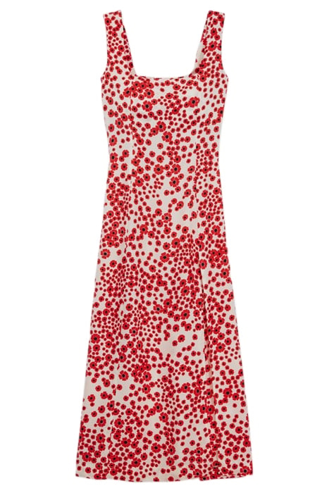 LONG DRESS WITH SQUARE NECKLINE RED / WHITE 3