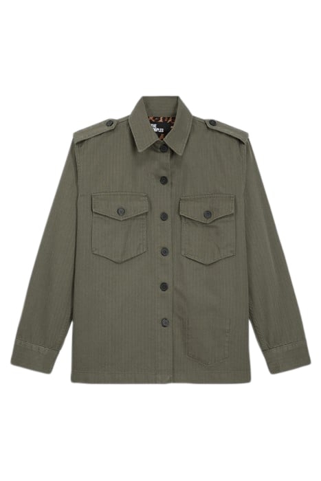 JACKET IN CHEVRON FABRIC AND LEOPARD LINING OLIVE NIGHT 4