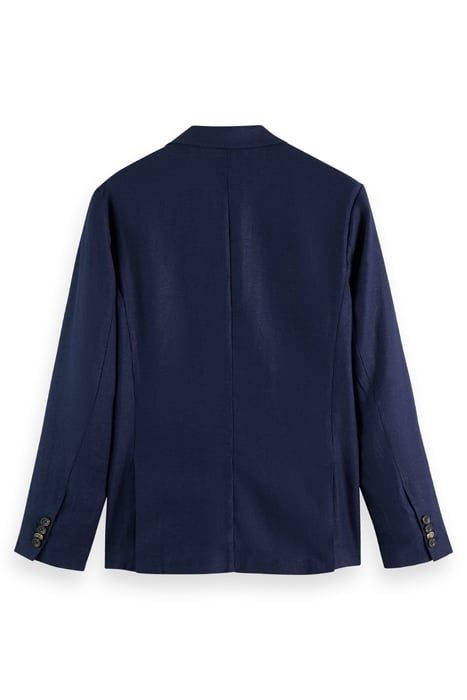 LINEN BLEND HERRINGBONE DOUBLE BREASTED BLAZER NAVY BLUE 5