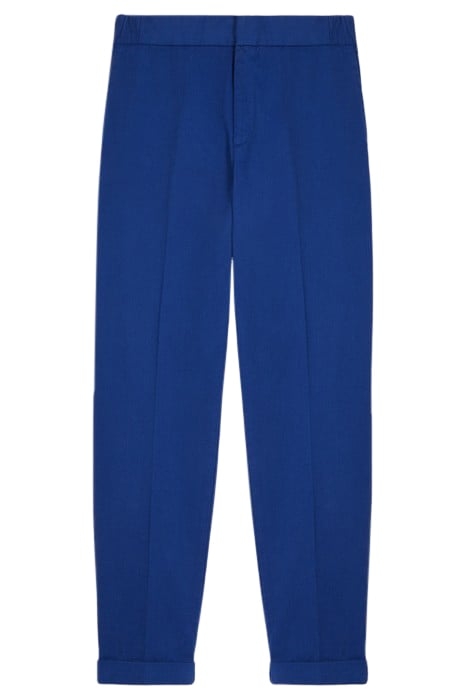 STRAIGHT COTTON TROUSERS WITH SEMI-ELASTIC BELT BLUE 1