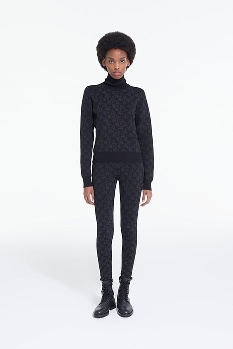 MOCK NECK SWEATER IN ALL OVER LOGO JACQUARD BLACK DARK GREY 3