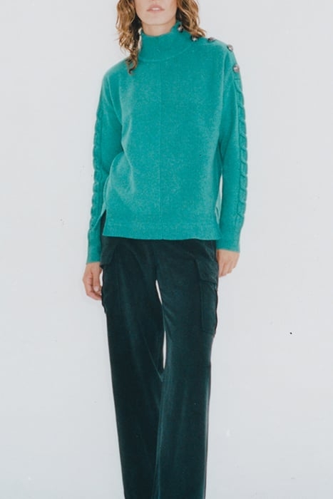 AMAZONITE KNIT SWEATER WITH SHOULDER BUTTONS 3