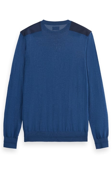 CREW NECK WITH NYLON DETAILS OCEAN BLUE 2