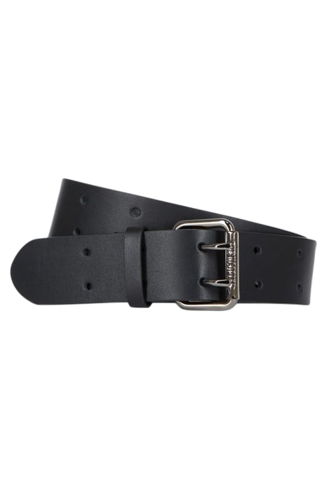 LEATHER BELT WITH DOUBLE PIN BUCKLE BLACK 1