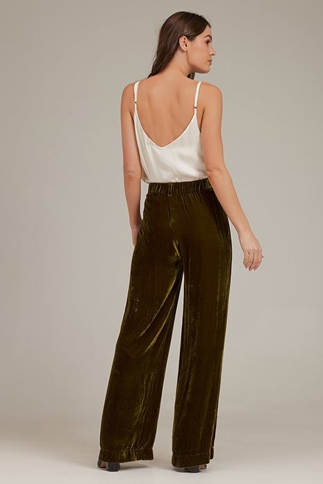 PLEATED WIDE LEG TROUSER OLIVE GOLD 2