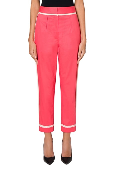 SARTORIAL DETAILS HERRINGBONE COTTON TROUSERS PINK 1