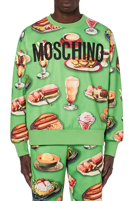 FOOD PRINT COTTON BLEND SWEATSHIRT GREEN 1