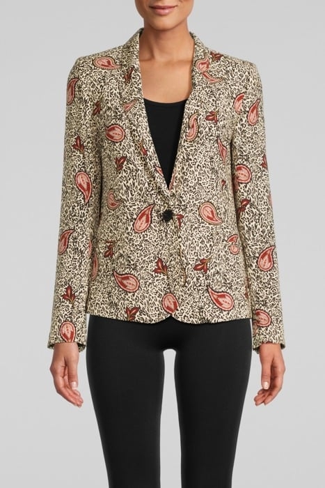 ECRU RECYCLED PAISLEY LEOPARD SUIT JACKET 1