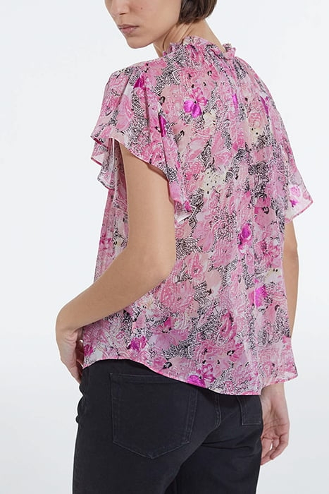 SHORT SLEEVED LACE COLLAR TOP PINK 2