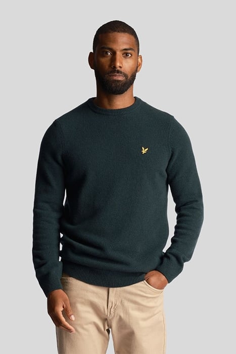 CREW NECK LAMBSWOOL BLEND JUMPER DARK GREEN MARL 1