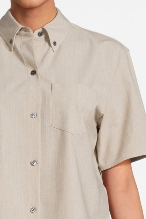 CROPPED SHORT-SLEEVE SHIRT IN GOOD WOOL SAND MELANGE 4