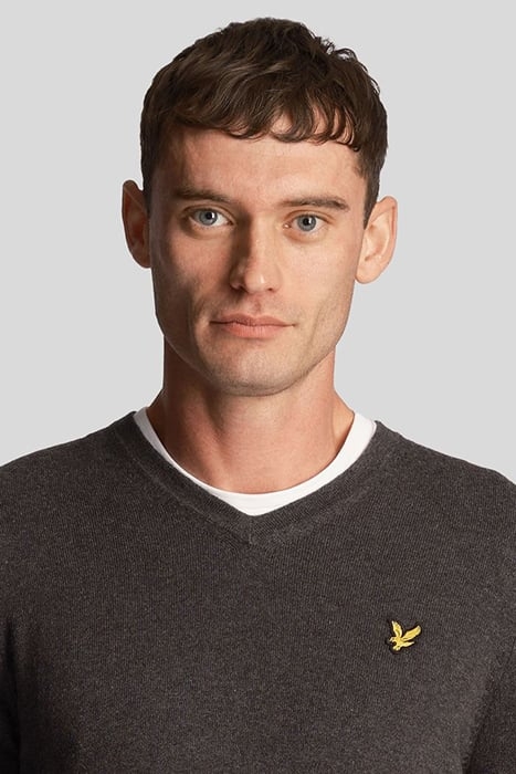 COTTON MERINO V NECK JUMPER CHARCOAL MARL 5