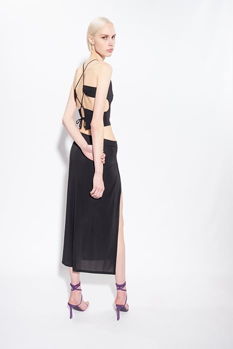 LENINGRADO GONNA JERSEY FLUIDO DRAPPEGGIATO BLACK 2