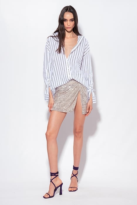 LOURDES GONNA PAILLETTES STRIPE SILVER GREY 6