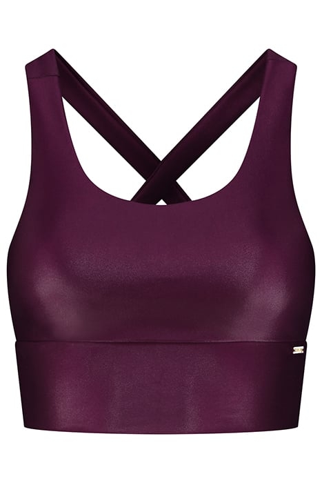 SARAH CROSS TOP SHINE BURGUNDY 1