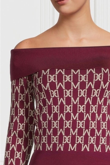 ANGELINA OFF SHOULDE ALL OVER JACQUARD KNITTED SWEATER 4