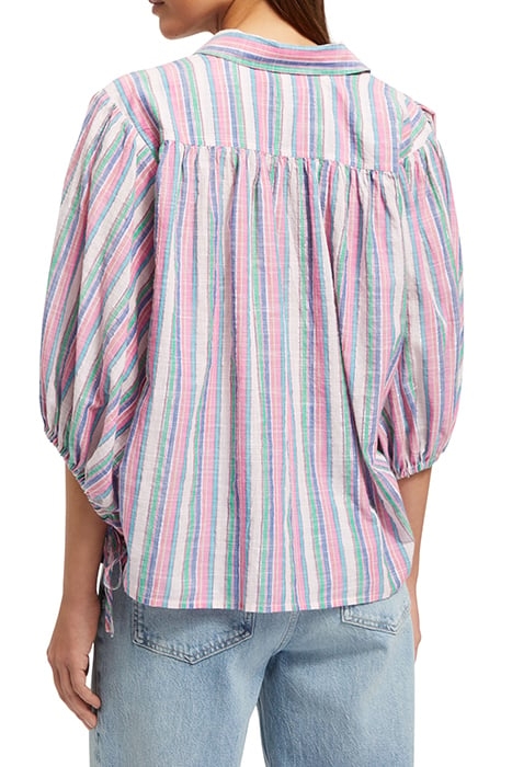 STRIPED BALLOON SLEEVE SHIRT BEACH STRIPE 2