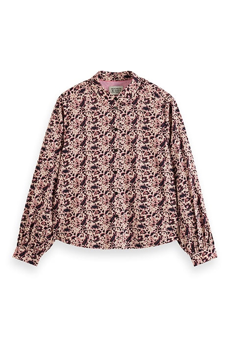 PRINTED BALLOON SLEEVE SHIRT BLOCK FLORAL 1